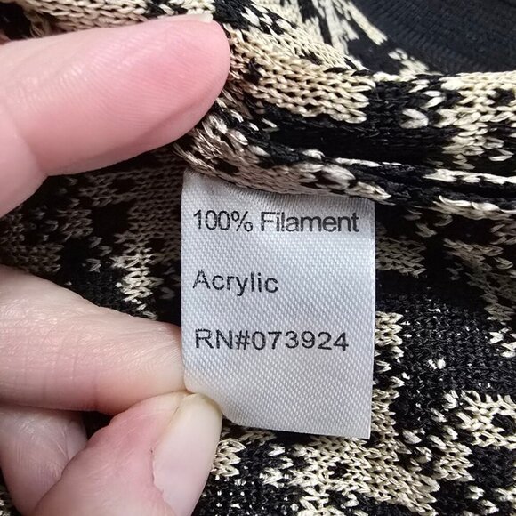 Ming Wang Tan & Black Houndstooth Collarless Cardigan Sz M - Picture 10 of 11